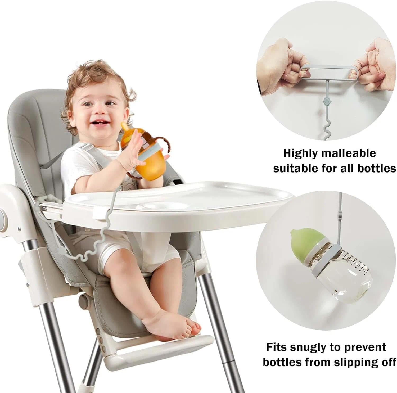 (2 Pcs) Sippy Cup Strap Keep Bottles and Sippy Cups off the Floor, Sippy Cup Holder Strap Suitable for High Chairs, Strollers and Water Bottles- Dishwasher Safe