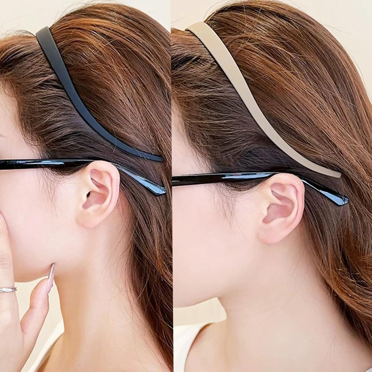 Evadollina Pack of 4 Trendy Headbands, Women'S Headbands, Headband, Hair Band for Glasses Wearers, Comfortable Square Sunglasses Headband