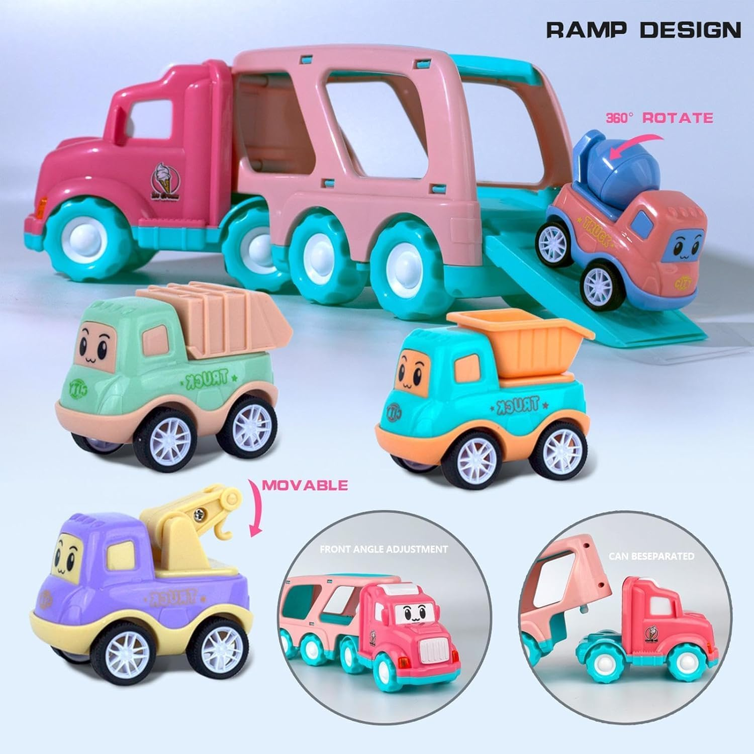 1 2 3 4 5 Years Old Trucks Toys| Truck Toy with Sound| Interactive Toys Truck with Sounds, Playground Car Trucks Toys, Girls Truck Toy with Sound Effects, Vehicle Toy for Young Girls image number 5