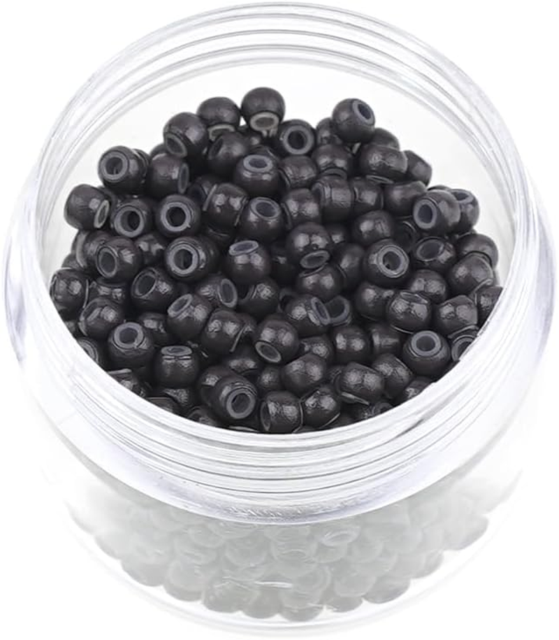 Hair Extension Beads Silicone Lined Micro Rings Nano Rings for Hair Extension Beads Silicone Lined Micro Rings (500PCS, #3 Dark Brown) image number 2