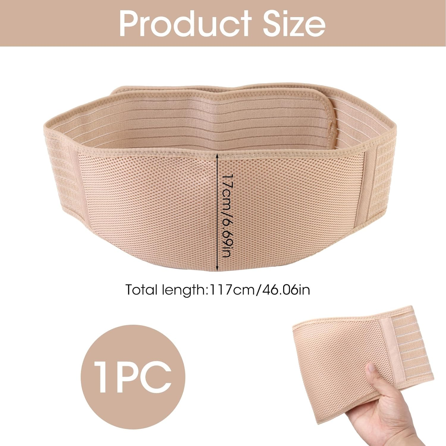 Maternity Belly Belt Band for Pregnancy, Adjustable Breathable Back-Support Comfort for Pregnant Women, Relieve Pelvic Waist Back Abdominal Pain & Nude Stretch Fabric with 1 Size