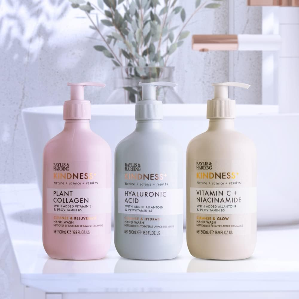Baylis & Harding Kindness + Plant Hyaluronic Acid, Pear & Orange Blossom Fragrance, 500 Ml Cleanse & Hydrate Hand Wash (Pack of 3) - Vegan Friendly image number 1