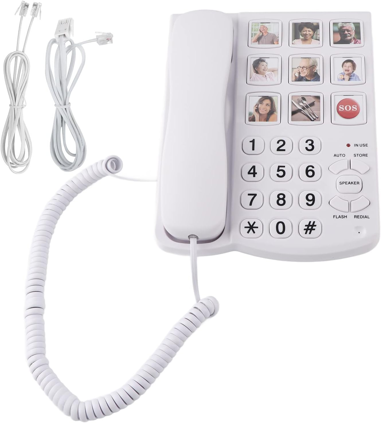 LD‑858HF Big Button Telephone,Plplaaoo Home Phone with Photo Buttons, Amplified Photo Memory Corded Landline for Seniors Elderly, Big Button Phone for Seniors, Dementia, Hearing Impaired image number 3