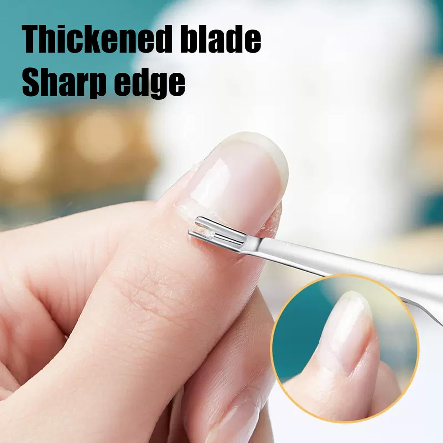 Professional Stainless Steel Cuticle Pusher Trimmer Remover Dead Skin Hangnails Nails Cleaner Scissors Remover Nipper Clipper/Nail Art Manicure Tool for Adult, Silver image number 5