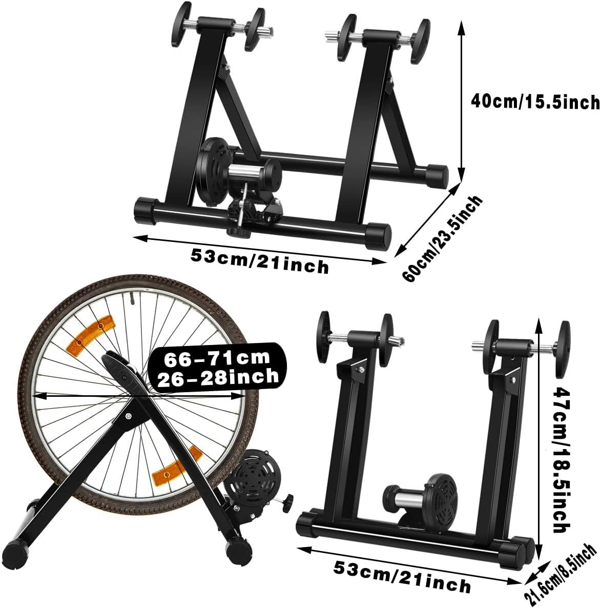 Bike Trainers for Indoor Riding, Folding Stationary Bike Stand with Magnetic Flywheel for Bicycle Cycling Training, 26&rsquo;&rsquo; - 29&rsquo;&rsquo; Wheels Road & Mountain Bikes image number 5
