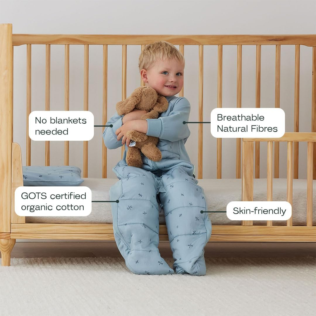 Ergopouch Sleep Suit Bag 3.5 TOG &ndash; 4&ndash;6 Years &ndash; Dragonflies Print &ndash; 400 Thread Count Organic Cotton &ndash; Converts to Sleep Suit with Legs &ndash; Sleeping Bag & Suit in One &ndash; for Infants, Toddlers & Kids