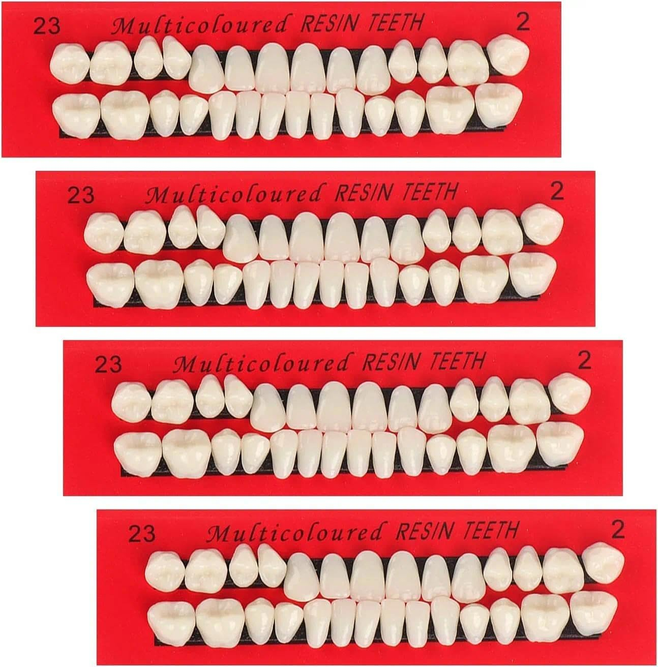 Fake Teeth Set 112 PCS False Teeth Acrylic Resin Dentures Upper and Lower Synthetic Resin Teeth for DIY Halloween Costume Crafts, 4 Complete Sets, 23 A2, Fengea image number 4