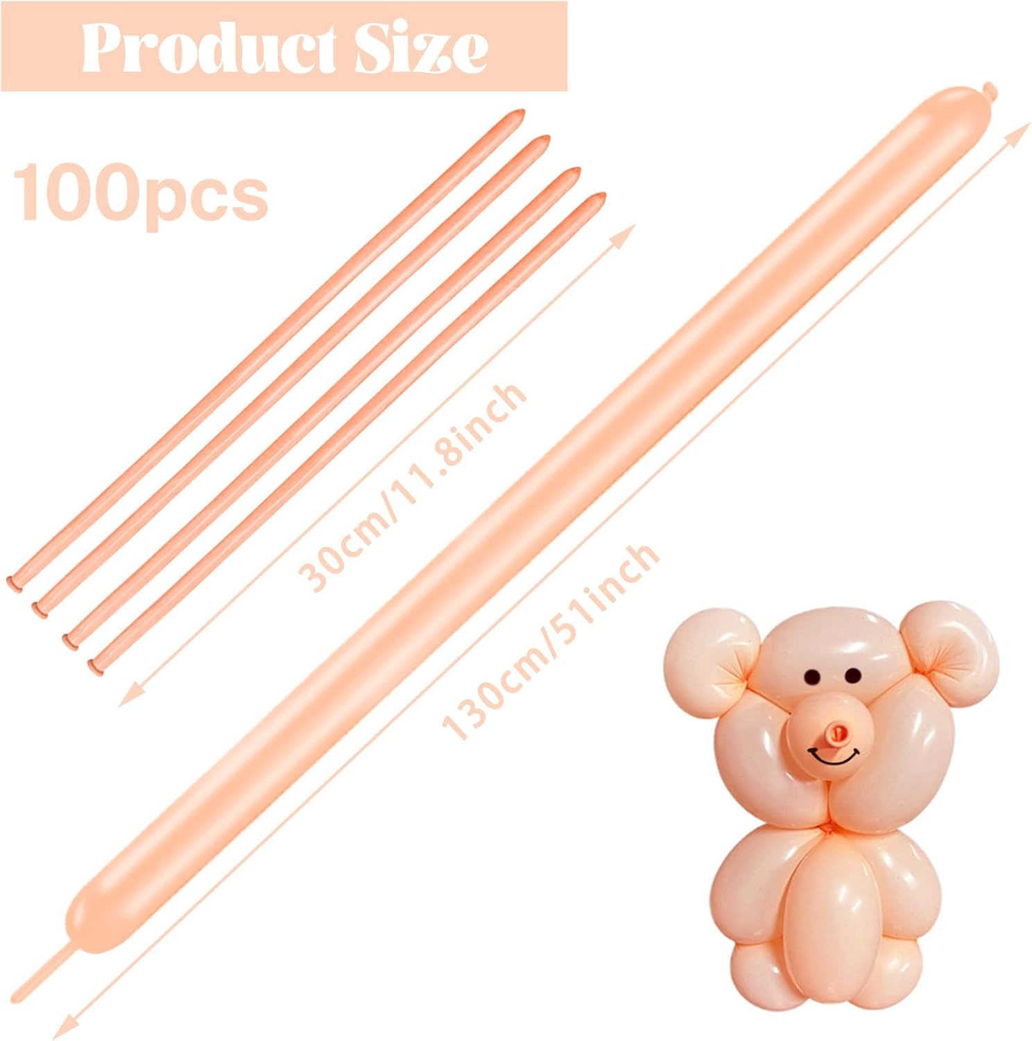 260 Long Balloons 100 Pack Pastel Orange Twisting Animal Balloons Thickening Latex Modeling Long Magic Balloons for Animal Model Weddings Birthdays Festival Party Decorations image number 6