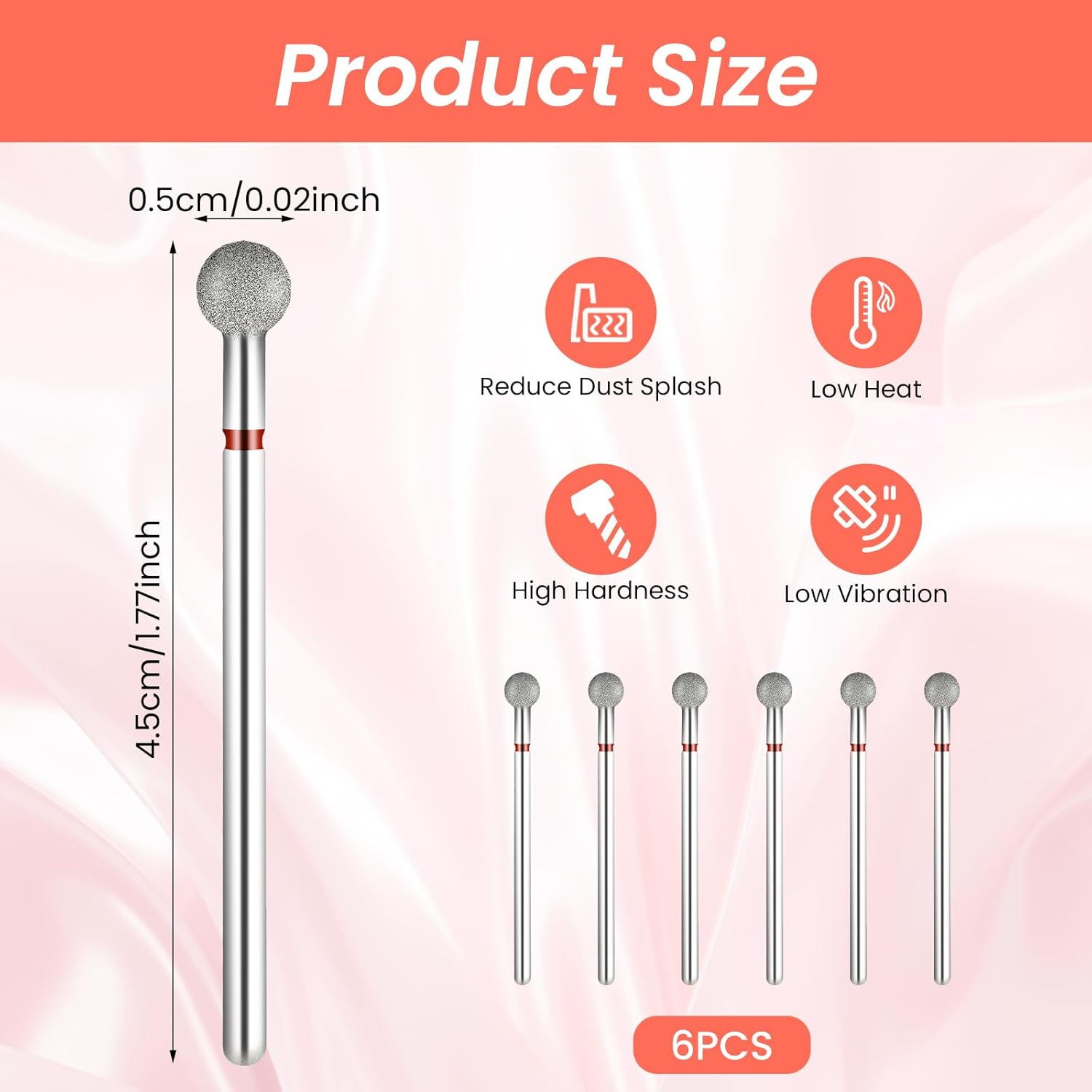 6 Pcs Nail Drill Bits Ball Bit Nail Drill Cuticle Bit for Nail Drill 3/32'' Cleaning Nail Bits Professional Cuticle Drill Bits for Acrylic Manicure Pedicure Cuticle Gel Polishing image number 5