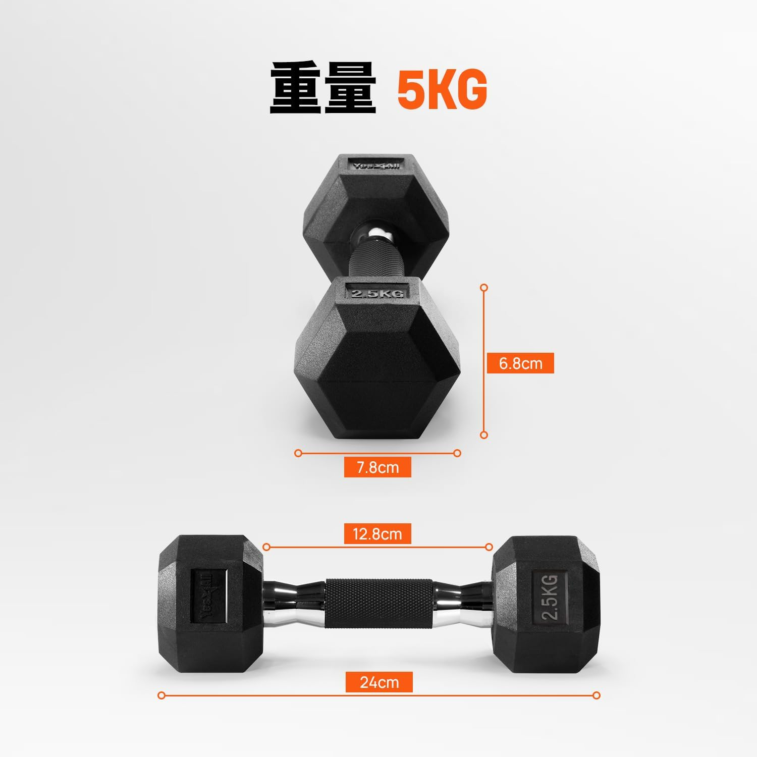 イエスフォーオール(Yes4All) ダンベル 六角型 ラバーグリップ 2.5Kg/5Kg/7.5Kg 【日本正規輸入品】 image number 5