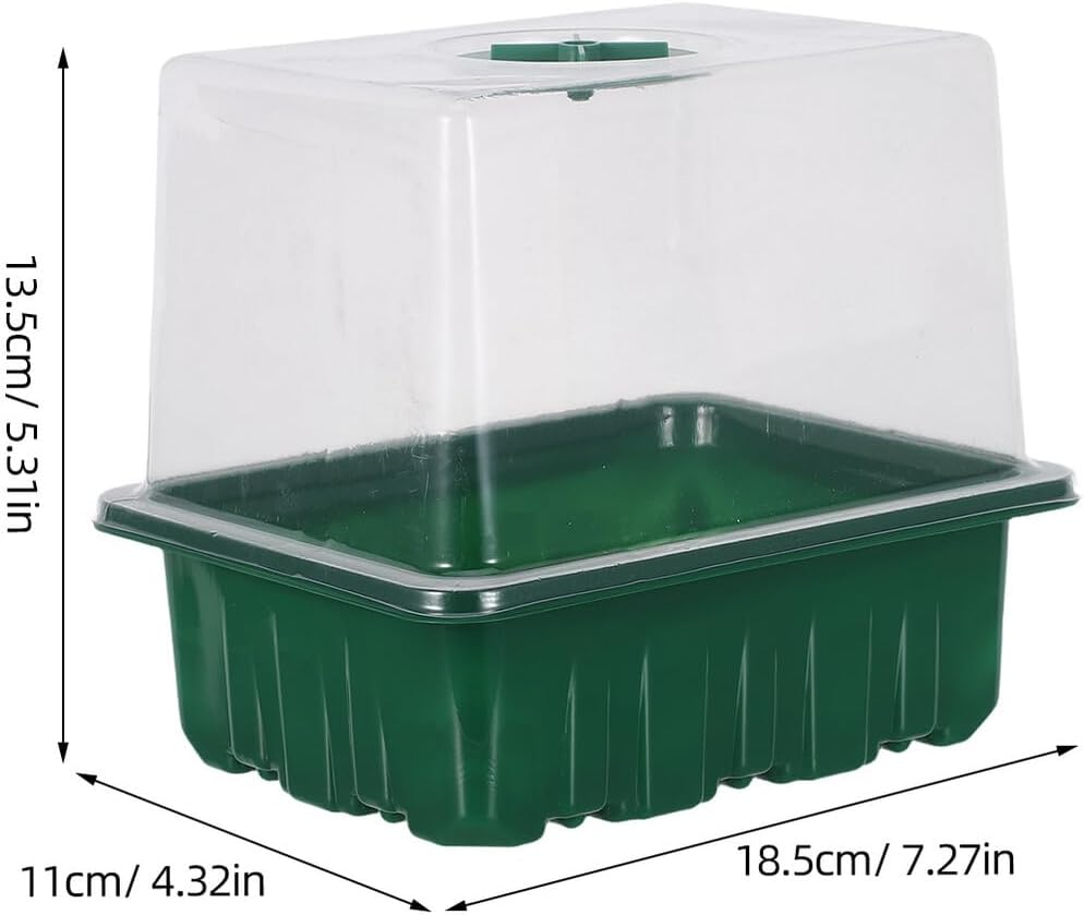 FUNOMOCYA Breathable Plastic Seedling Tray Kit 6-Cell Raised Green Propagation Box with Lid 10Pcs Seed Starter Trays with Markers for Indoor Gardening and Vegetable Germination image number 3
