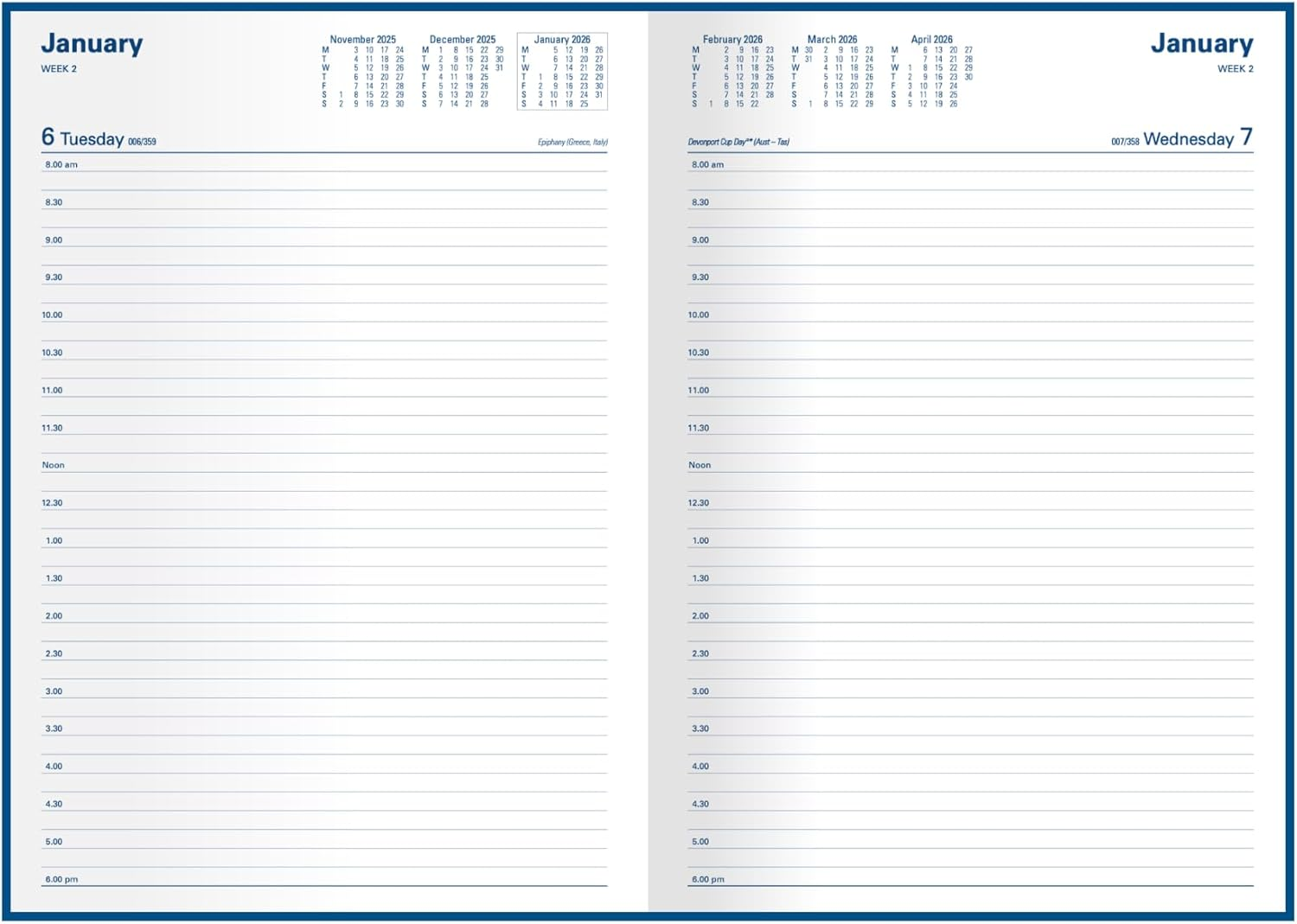 Collins - Kingsgrove 12 Month 2026 Diary/Planner, Day to Page, A4 Hard Cover - Blue image number 1