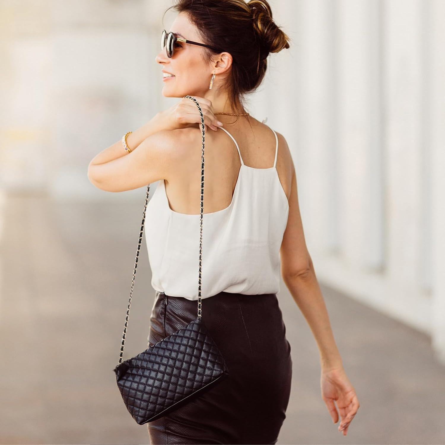 3PCS Felt Purse Organizer Insert with Eyelet, Purses Crossbody Conversion Liner Wool Tote Bags Organizers Bag Classic Inner Pocket Storage for Envelope Bag Women Clutch Bags Handbag No Chain image number 6