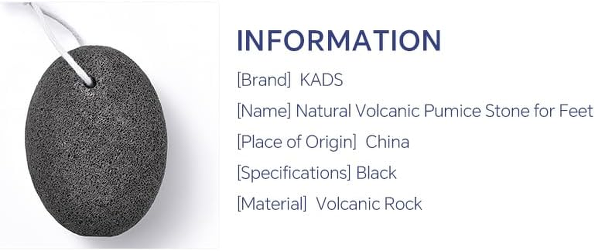 KADS Pumice Stone-Natural Earth Lava Black - Callus/Corn Remover for Feet Heels and Palm - Pedicure Exfoliation Tool - Dry Dead Skin Scrubber - Health Foot Care image number 1