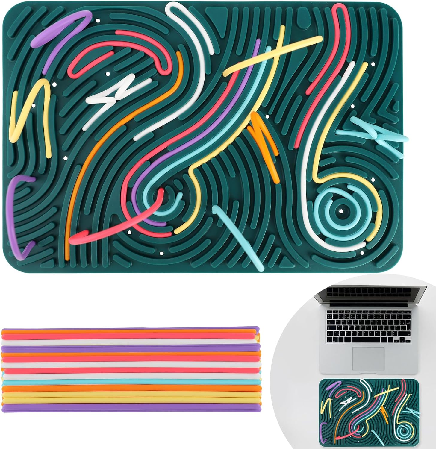 Ddluck Sensorik Activity Board, 29 X 20 Cm, Large Silicone Fidget Toys for Stress Relief, ADHD and Autism, Sensory Toy Activity Board with 40 Sticks for Children from 3 Years and Adults