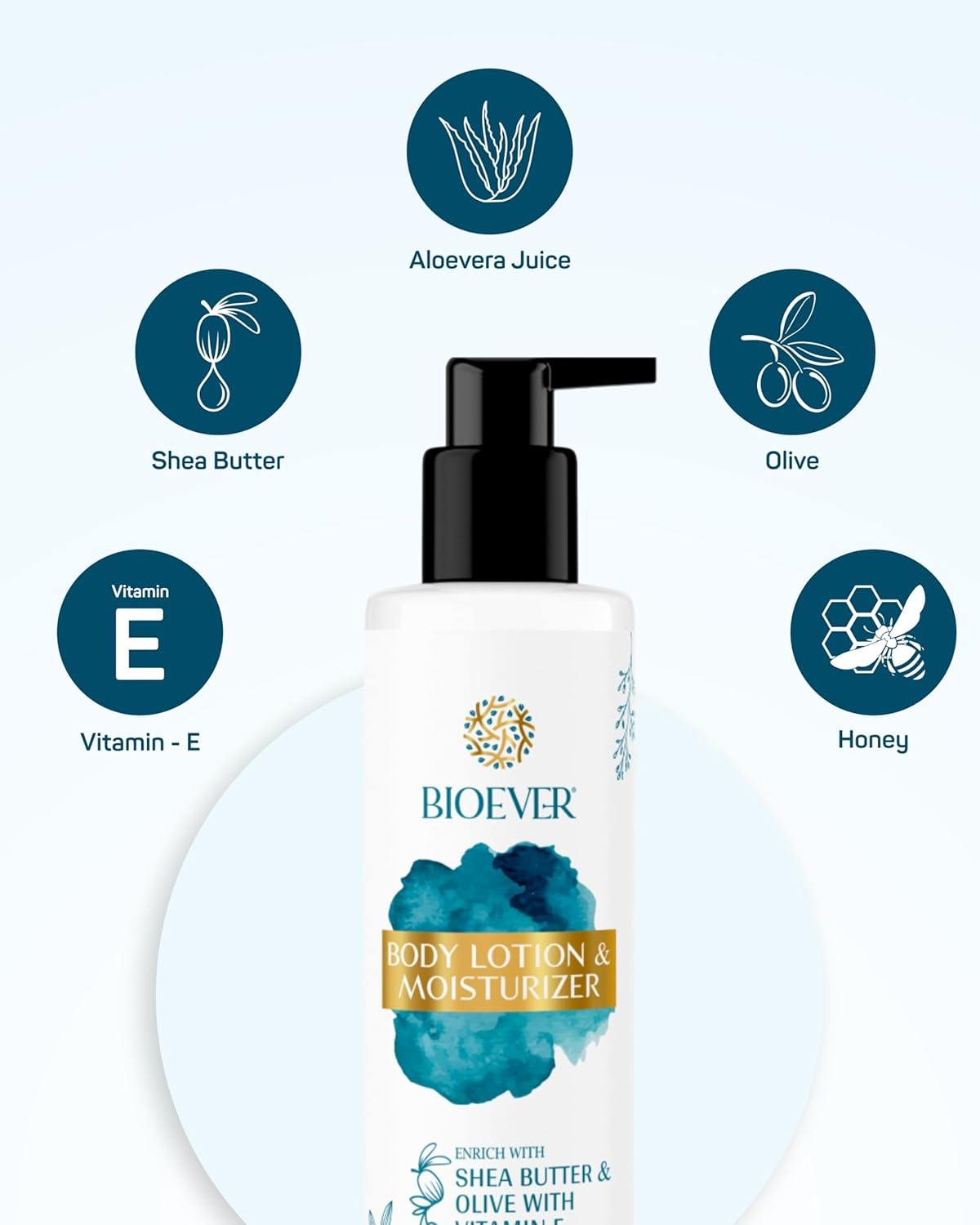 Bioever Body Lotion and Moisturizer Enrich with Shea Butter & Olive With, Vitamin E All Skin Types Lotion 250Ml image number 4