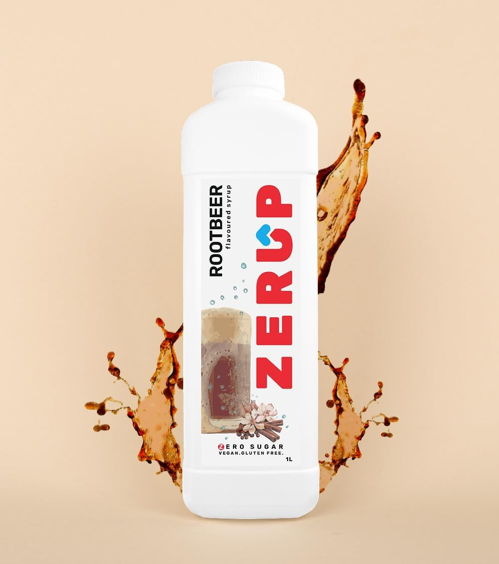 Zerup Zero Sugar Root Beer / Sarsparilla Flavoured Syrup 2 X 1L Bottles, Sugar Free Syrup, Root Beer / Sarsparilla Flavour Drink Mix, Low Calorie Flavourings for Milk Shakes, Cocktails, Teas, Gluten Free, Keto Friendly, Halal image number 2