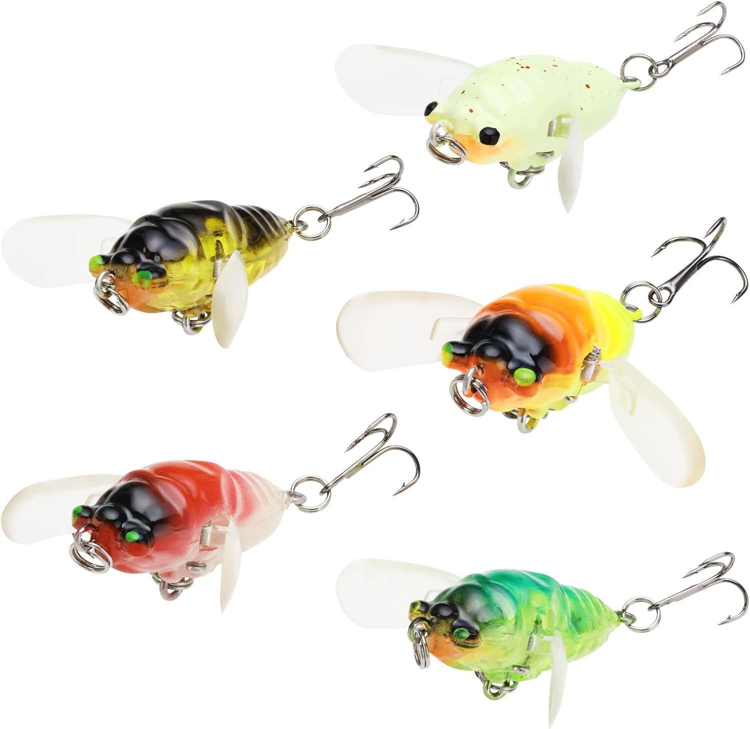 5Pcs Fishing Lure Hook Cicada Shape Fishing Bait 6G/5Cm Freshwater Crank Baits Artificial Cicada Lures for Topwater Fishing