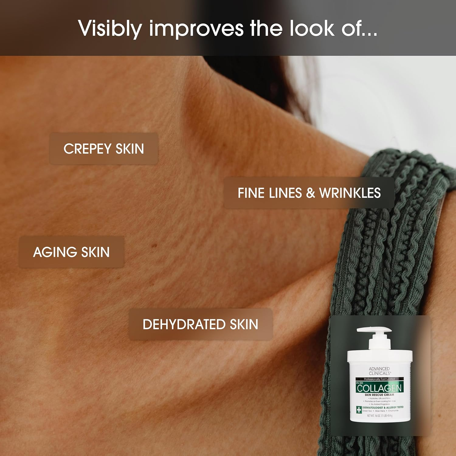 Advanced Clinicals Collagen Skin Rescue Lotion - Hydrate, Moisturize, Lift, Firm. Great for Dry Skin 454G (16 Oz) image number 4