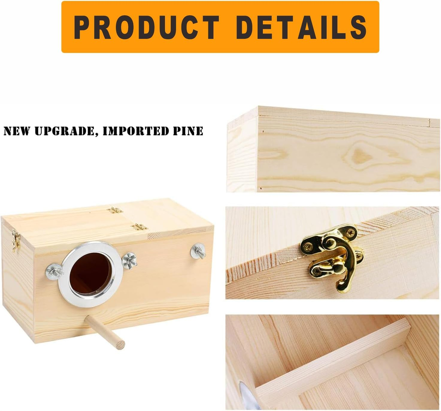 Parakeet Nesting Box Natural Wood Bird Nest Breeding Box Cage Aviaryparrots Mating Aviary Hatching House Mating Cage Nest Wood House for Finch Lovebirds Cockatiel Budgie Conure Parrot image number 1