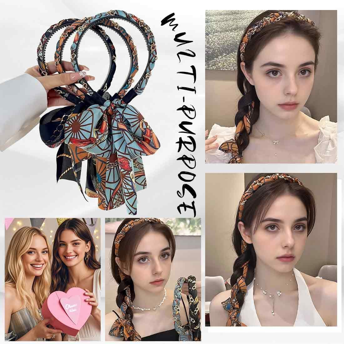 Pack of 3 Wide Headband Women'S Bow Hair Band Rockabilly Headband Vintage Hair Accessories Headwear for Girls Women image number 4
