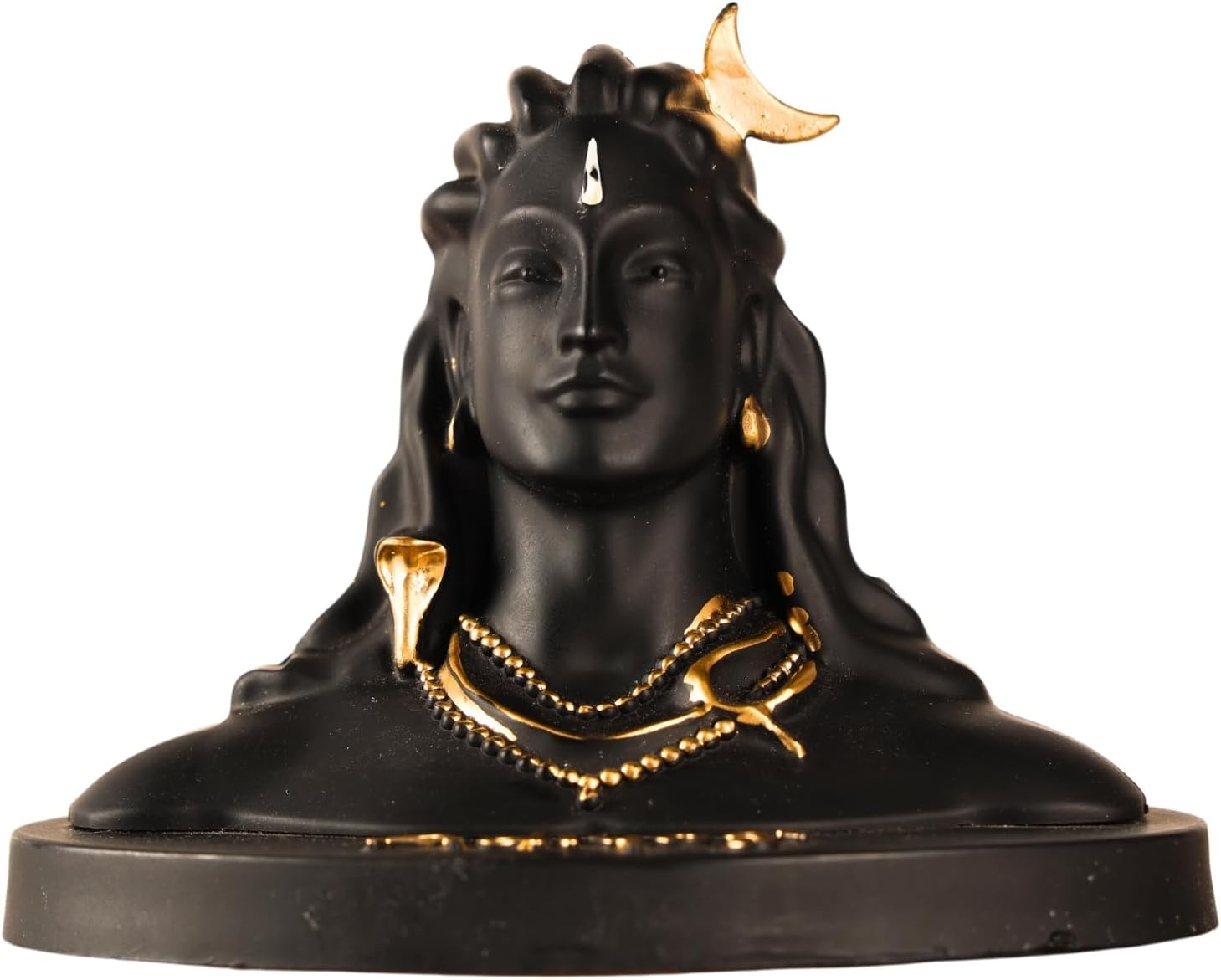 Vedic Charya Lord Adiyogi Shiva Statue 5 Inch Resin Handmade &ndash; Dhyana Mudra Mahadev Idol Car Dashboard, Home & Office Desk, Shivratri Pooja Decorative Murti Black
