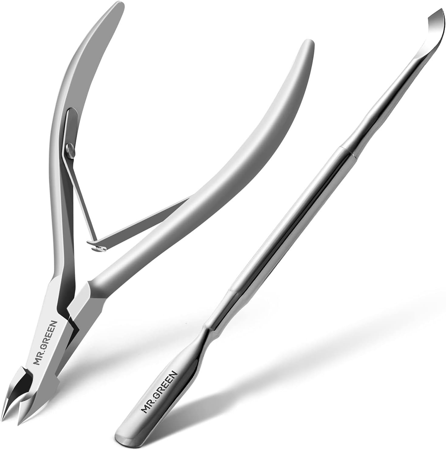 MR.GREEN Cuticle Nippers Nail Manicure Scissors Cuticle Clippers Trimmer Dead Skin Remover Stainless Steel Cutters Beauty Tool with Pusher (Mr-1028+Pusher)