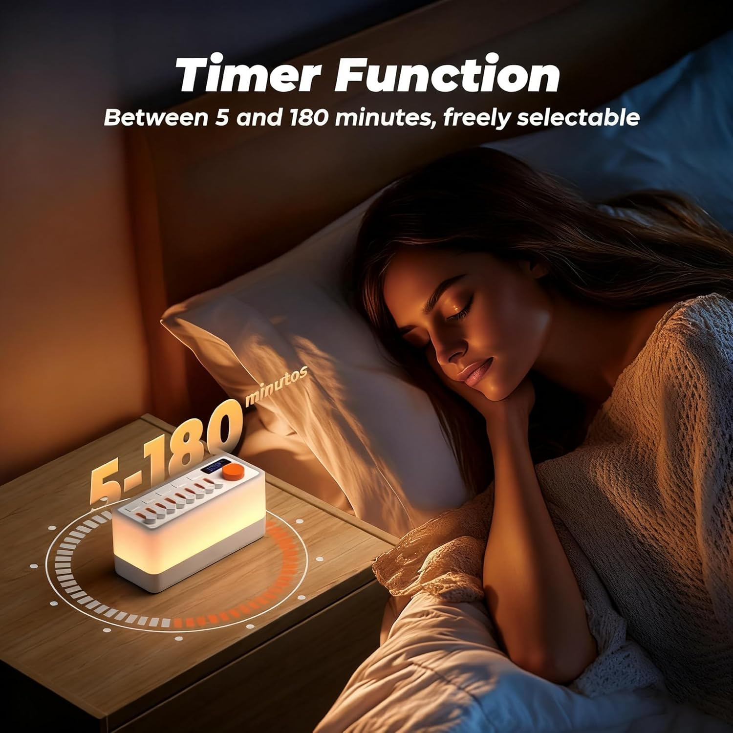 White Noise Machine | Portable Rechargeable White Noise Machine | 256 Soothing Sound Combinations & Night Light | Sleep Timer & Bluetooth Sound Machine, for Babies, Kids, and Adults image number 6