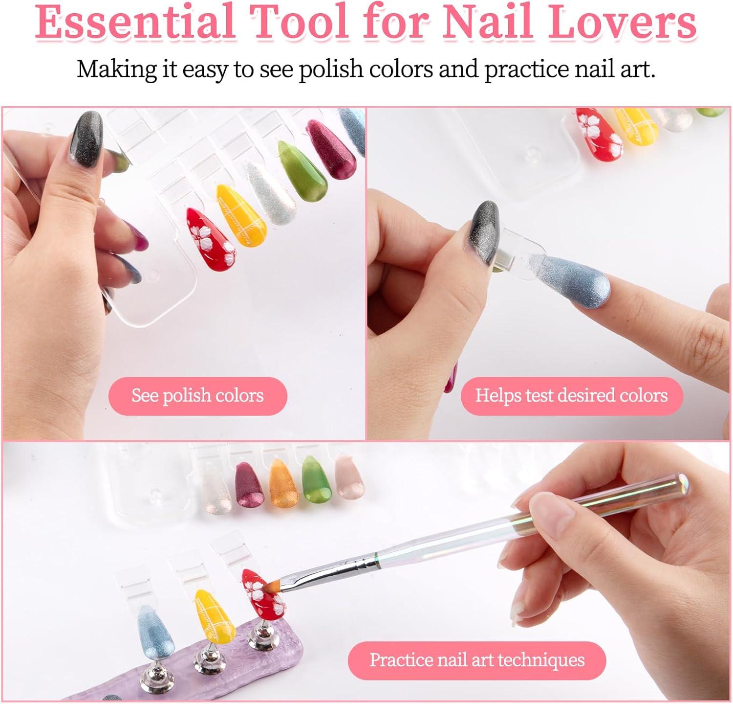 BQAN 72 Pcs Nail Swatch, Double Layer Tips for Nail Polish Color Display & Manicure Practice & Color Samples with Number Stickers for Salons and Home DIY Use image number 1