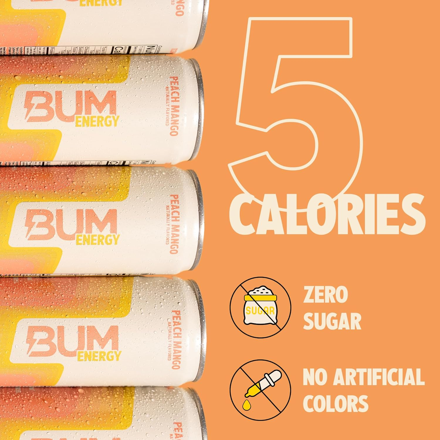 Bum Energy Peach Mango Energy Drink 12 X 355Ml image number 1