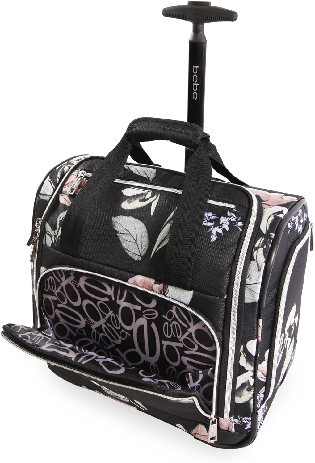 BEBE Women'S Valentina-Wheeled under the Seat Carry-On Bag, Floral Black, ONE Size, Valentina - Wheeled under the Seat Carry-On Bag - Black Floral image number 7