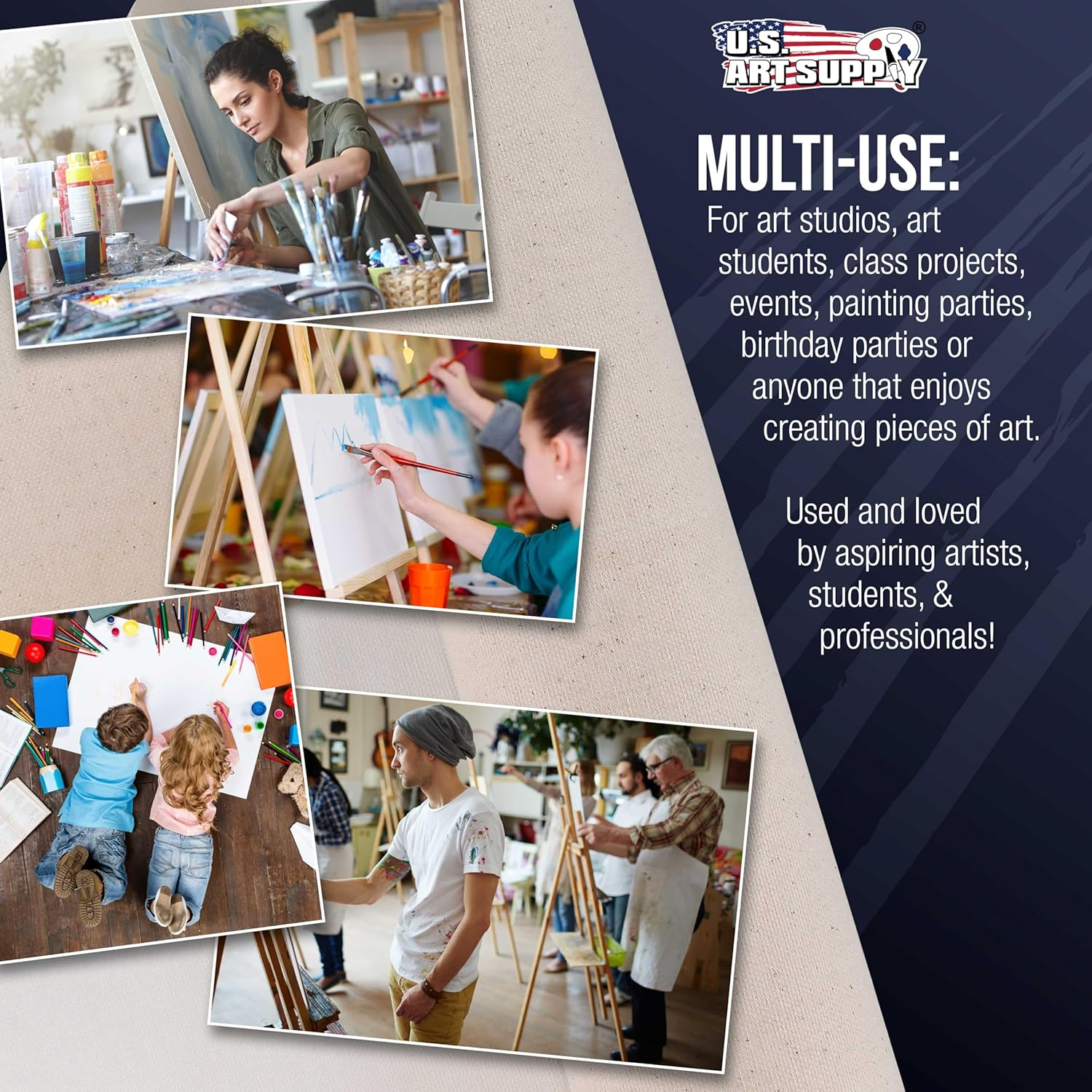 U.S. Art Supply 12" Wide X 2 Yards (6 Feet) Long Unstretched Canvas Roll - 100% Cotton, 12-Ounce Triple Primed Gesso, Acid-Free - Pro Artist Quality, Oil & Acrylic Painting, Murals - Cut to Frame Size image number 5