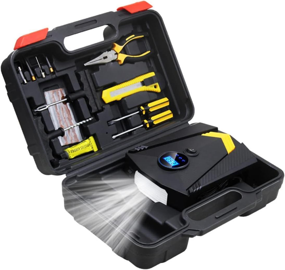 Air Compressor Tire Inflator, Portable 150PSI DC12V Air Pump 9.5FT Cord with Digital Pressure Display with LED Light, for Car, Bicycle and Other Inflatables