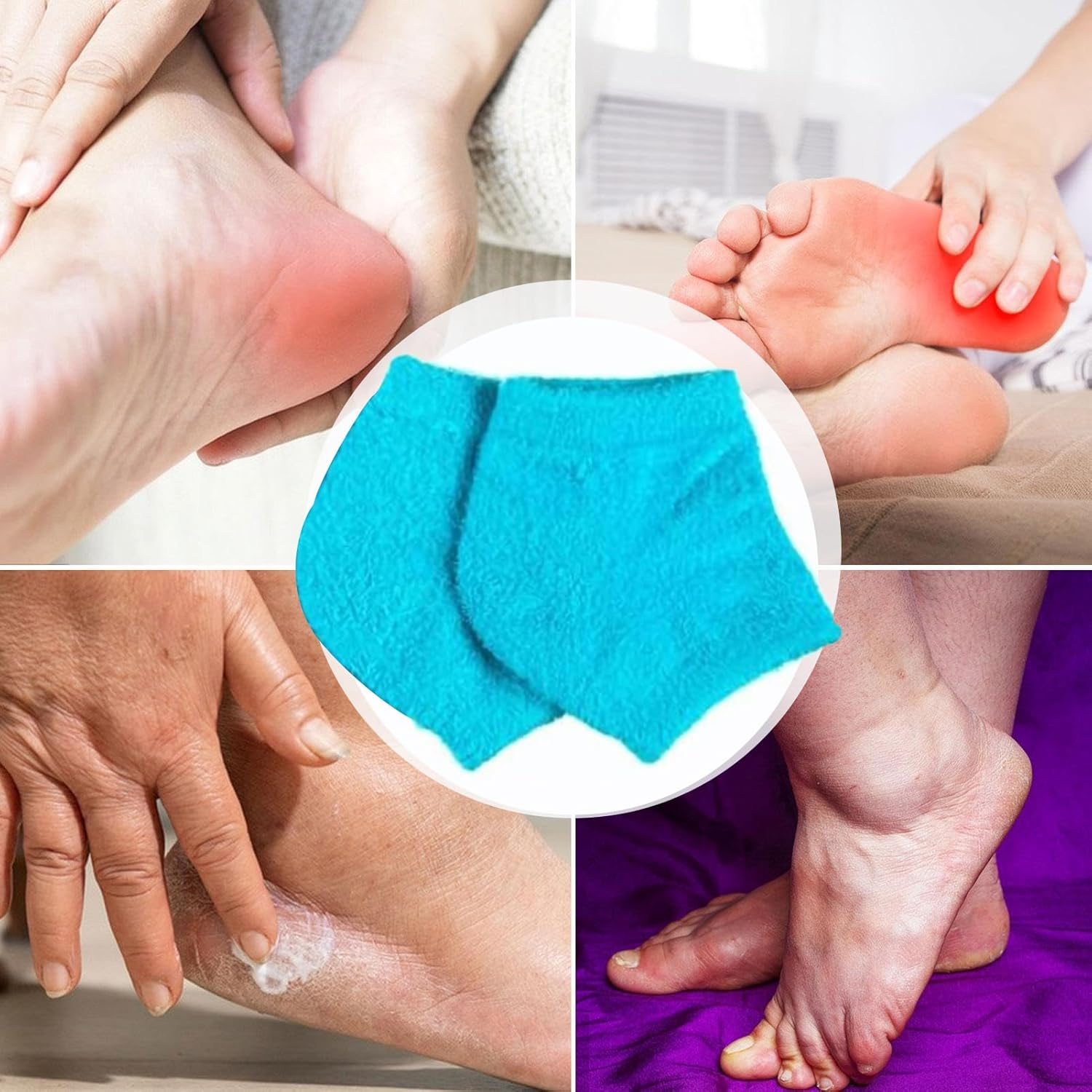 Gel Heel Socks, 2X Soft Heel Socks, Warm Heel Support Pack Wrap for Foot, Moisturizing Fuzzy Sleep Socks for Dry Heels Overnight image number 2