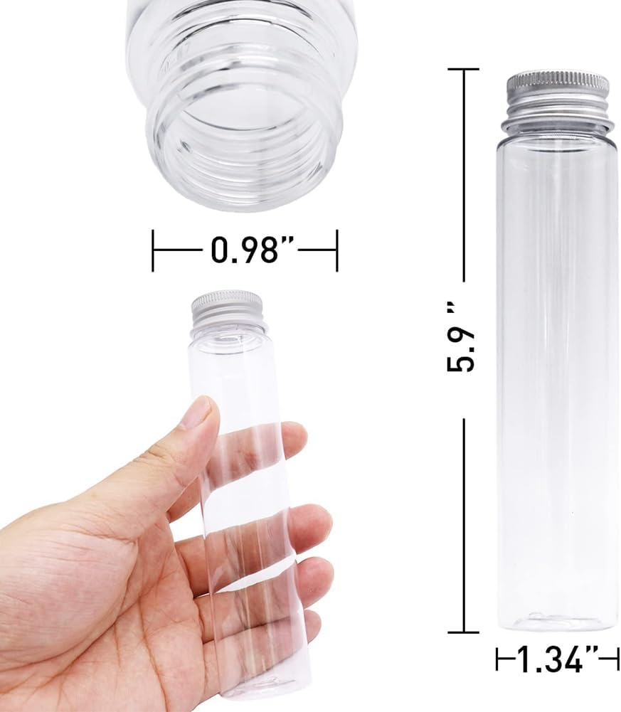 Ysyaxsyt 24 Pcs 110Ml Test Tubes,Clear Plastic Test Tubes with Caps,Flat-Bottomed Bath Salt Containers for Candy,Gumball Candy image number 5