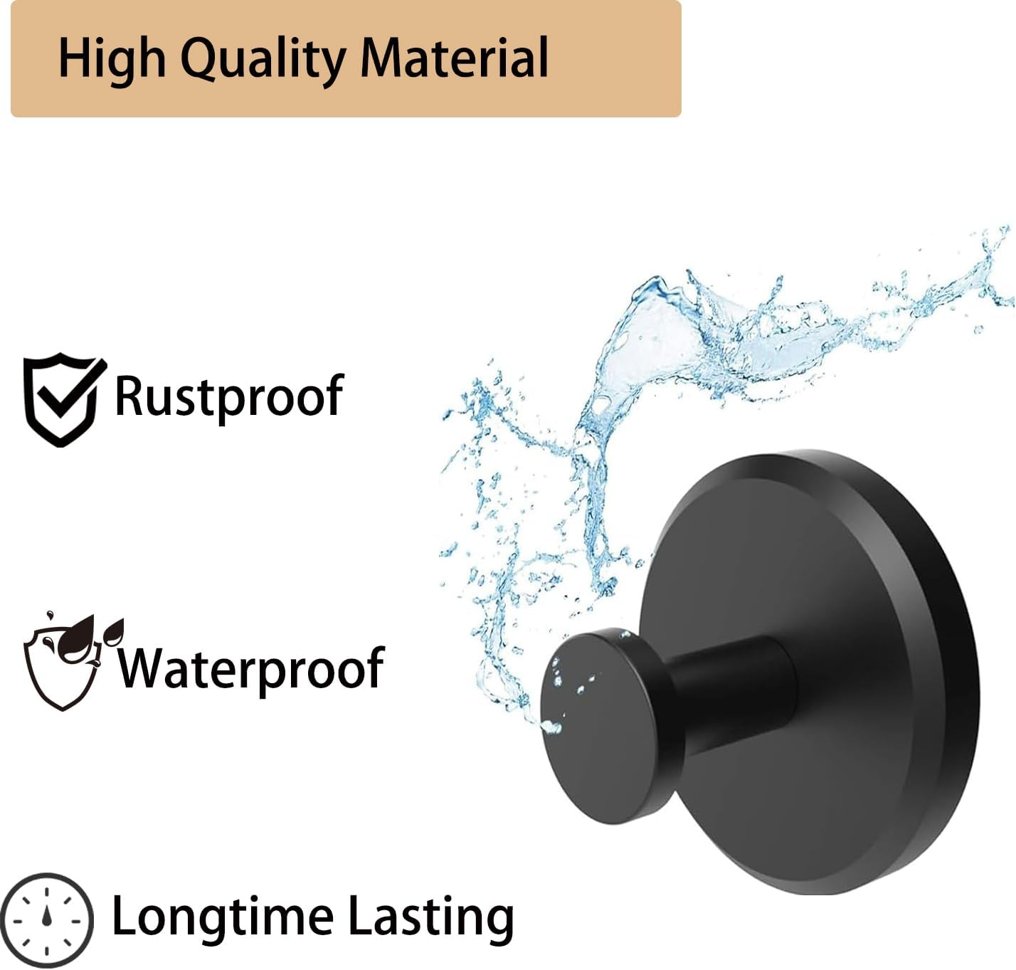 2Pcs Suction Cup Hooks for Shower, No-Drill Bathroom Hooks for Towels, Robes, Loofah Mountable on Bathroom Walls, Kitchen, Glass, Mirrors,Tile,Smooth Non-Porous Surfaces,Waterproof & Rustproof,Black - 2Pcs Chrome image number 4