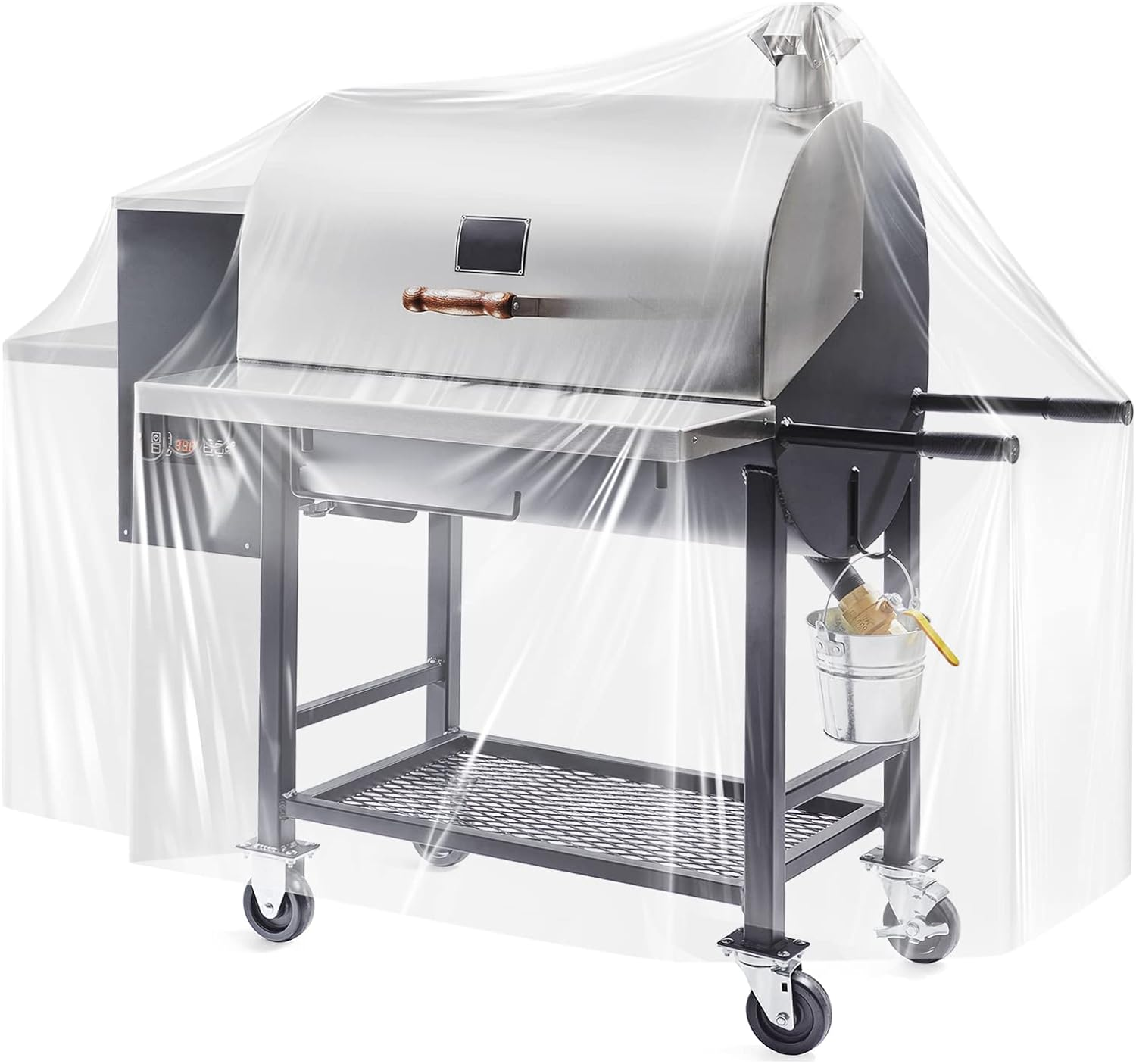 Hoolerry 60 Inch Clear BBQ Grill Barbecue Cover Plastic Heavy Duty Waterproof Outdoor Furniture Cover UV Resistant for Charbroil Grills and More image number 4