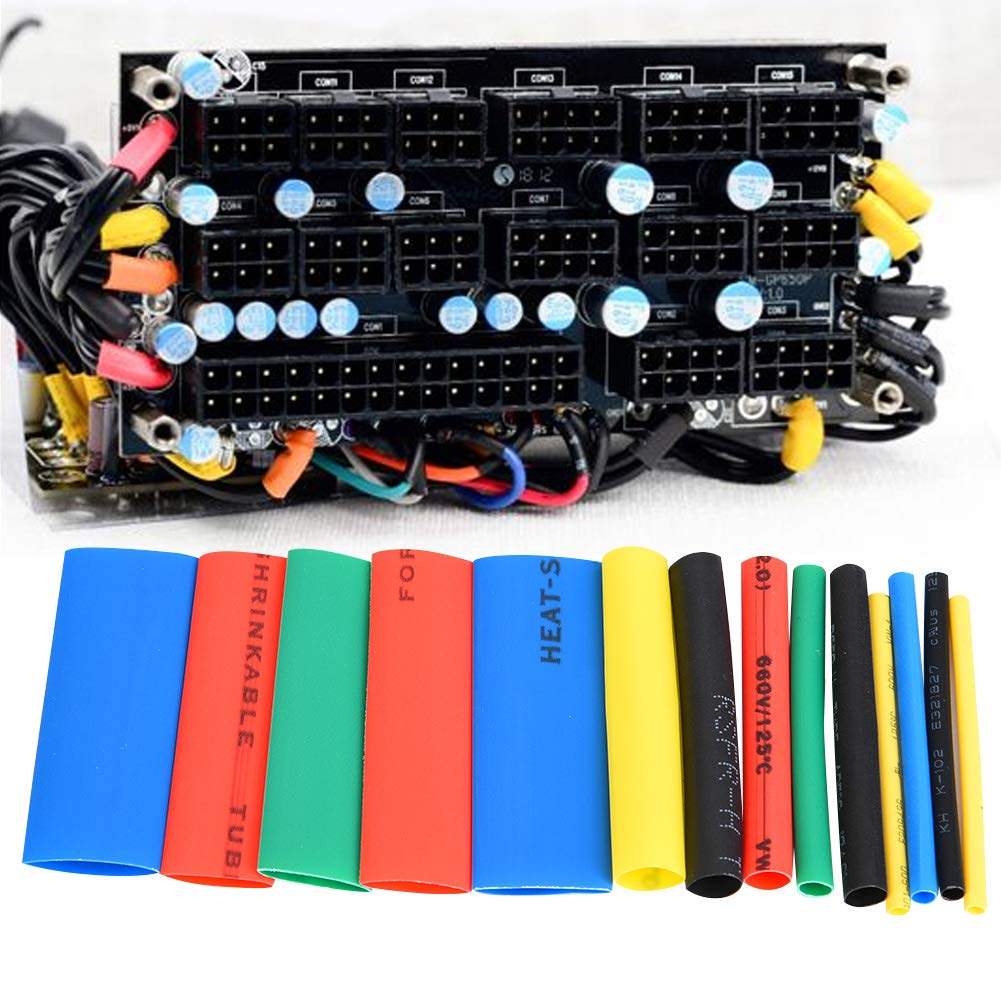 Heat Shrink Tube, 530Pcs Polyolefin Electrical Cable Wire Kit Set Insulated Shrinkable Tubing for Colour Coding, Mechanical Protectio
