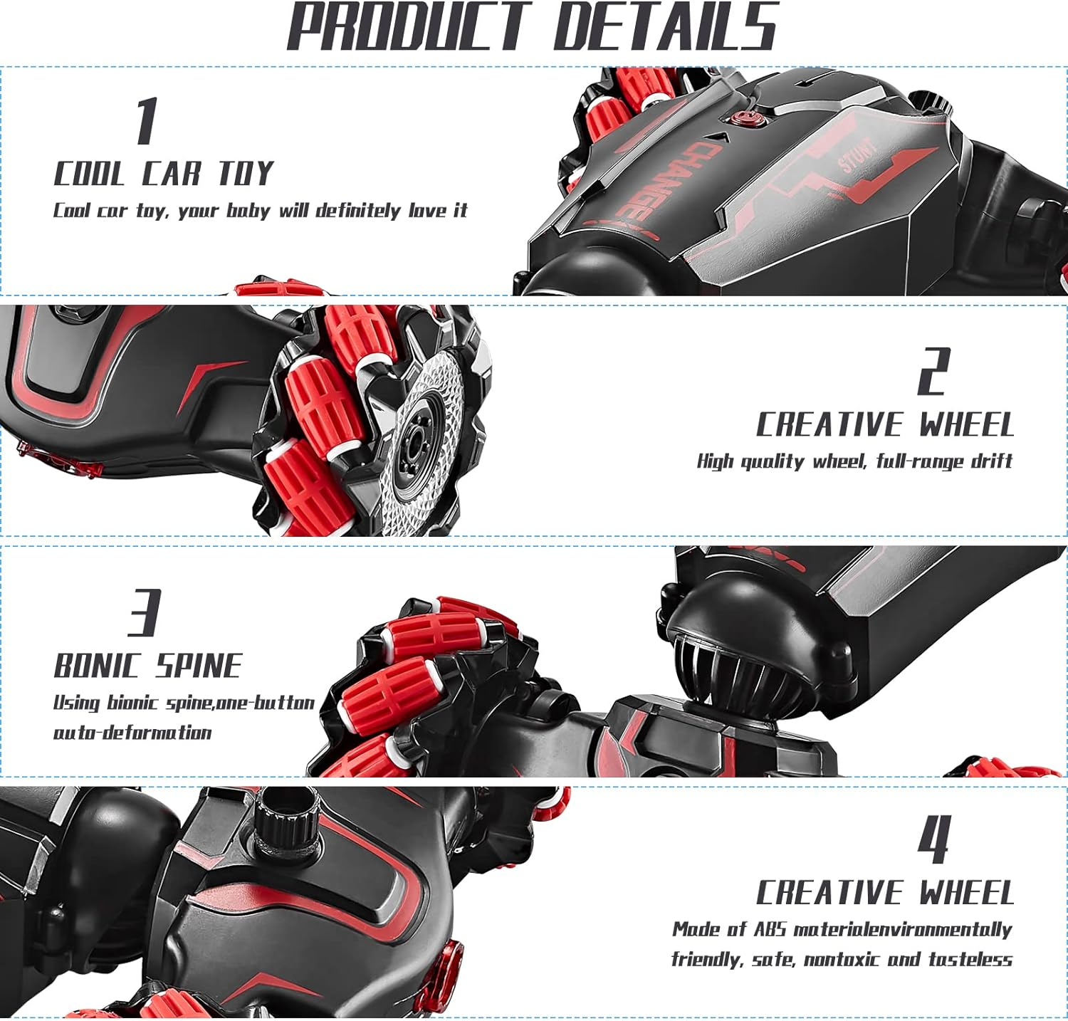 4WD Remote Control Gesture Sensor Car,Hand Controlled RC Stunt Car,Double-Sided Vehicle 360&deg; Rotation with Light and Music Spray, Watch Toy Cars for Boys & Girls Birthday - Green image number 3