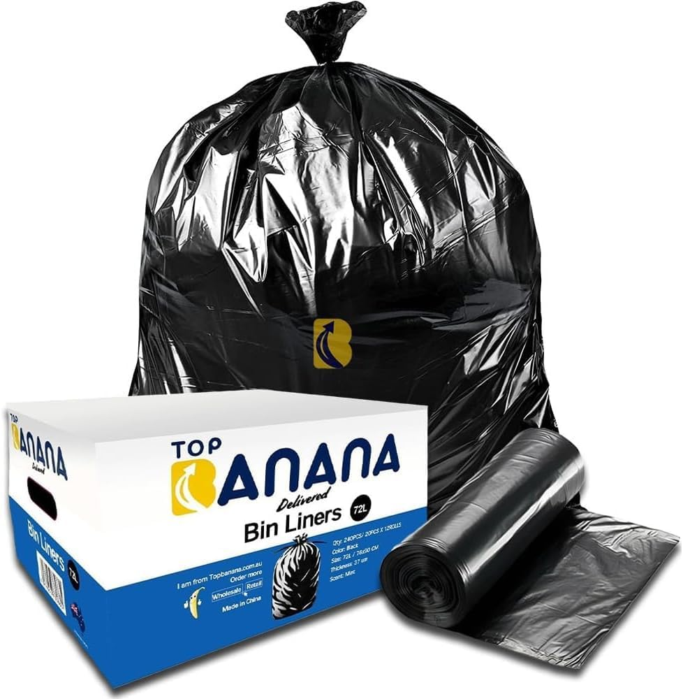 Garbage Bags 72L Carton of 240 - Topbanana Black Rubbish Bin Liners 90Cm X 76Cm - 37 Um Industrial-Grade Thickness - Mint Scented Waste Bags for Offices, Commercial Spaces, Household & Cleaning image number 5