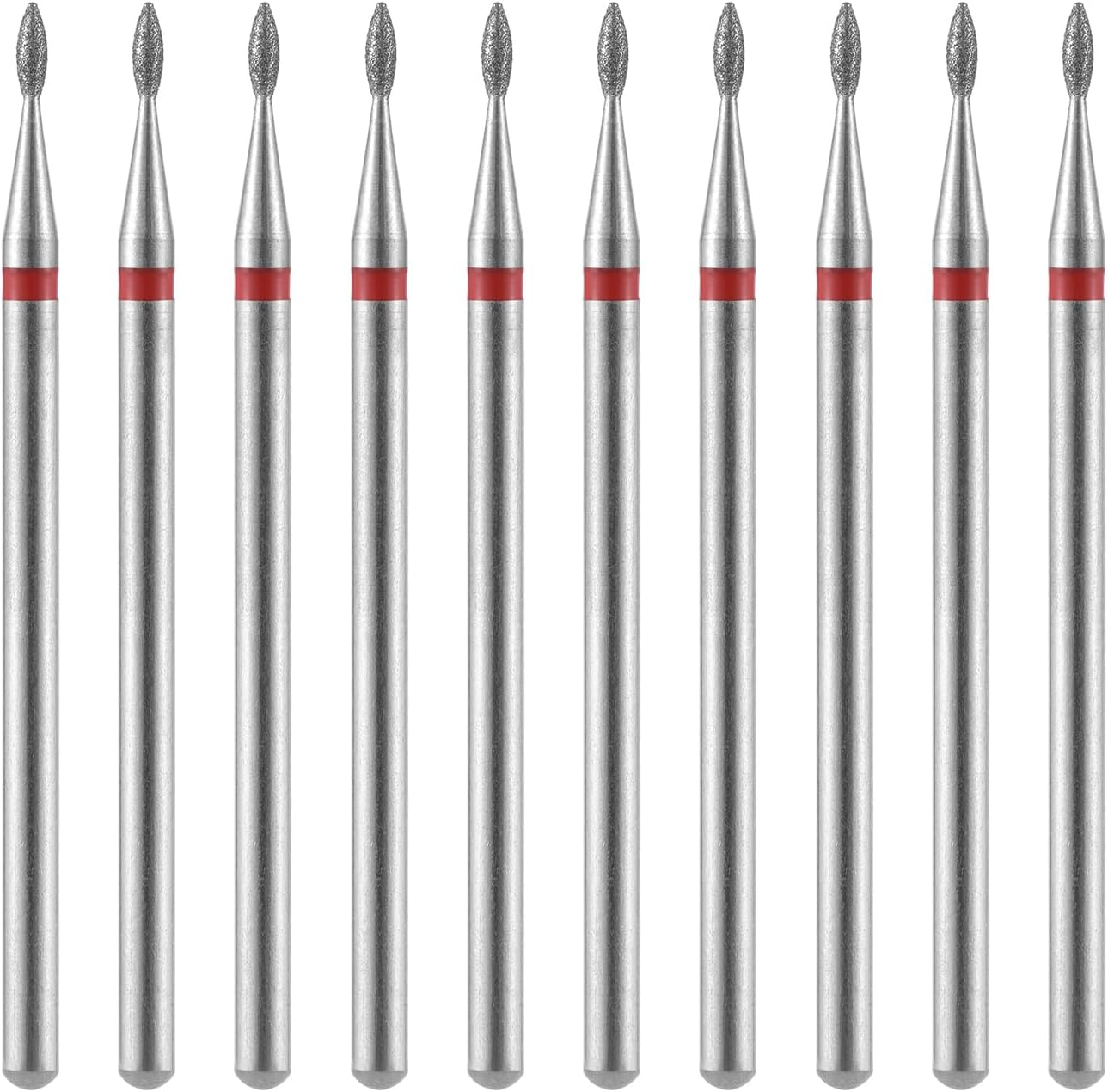 Siyuwuro 10Pcs Cuticle Nail Drill Bits Flame Shape 3/32'' Safety Carbide Nail Drill Bits Professional Manicure and Pedicure Drill Bits for Cuticle Dead Skin Nail Prep