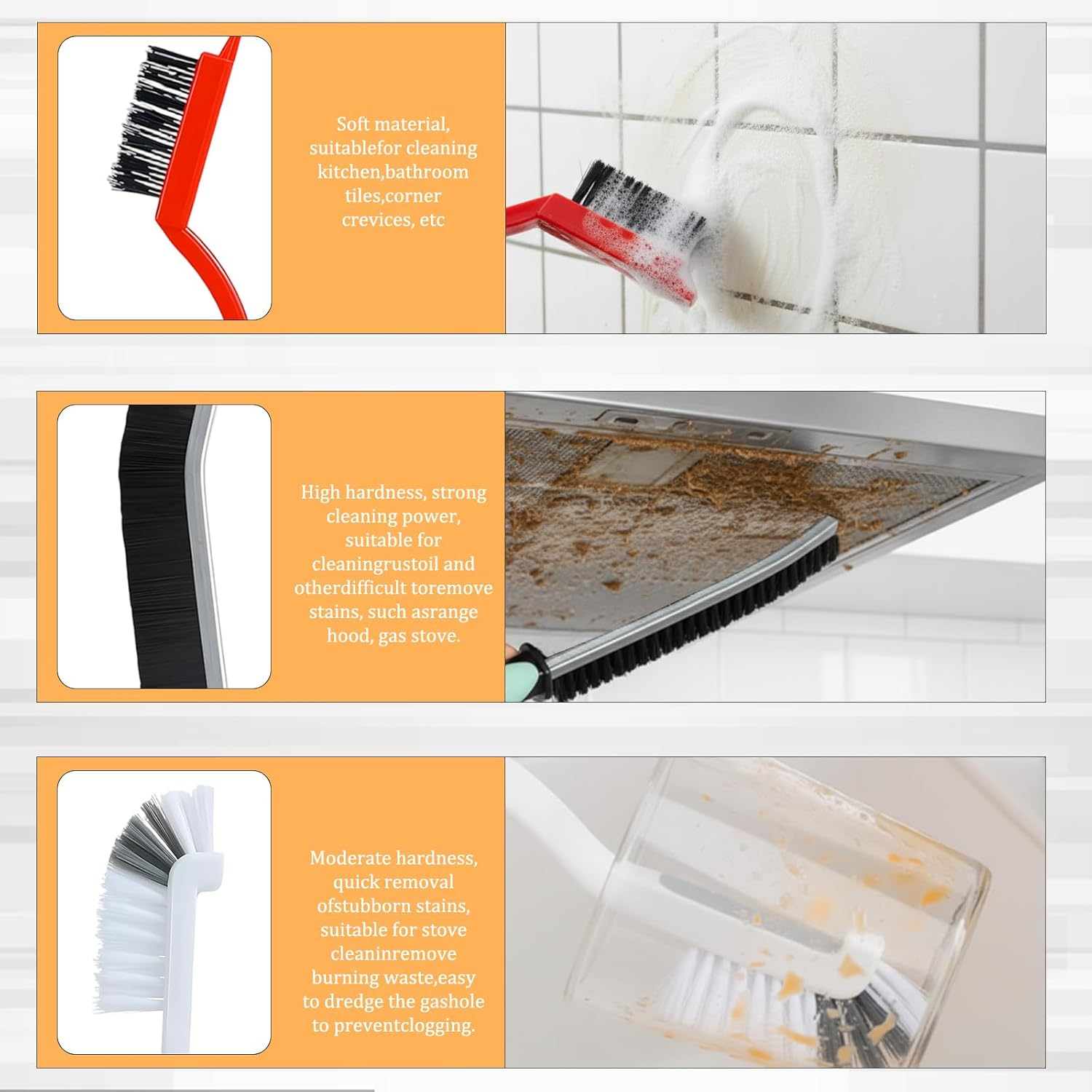12 Pack Crevice Cleaning Brush Set, Household & Cleaning Supplies for Tight Spaces, Multipurpose Scrub Brush with Durable Bristles, Essential Cleaning Tools for Home and Kitchen image number 3