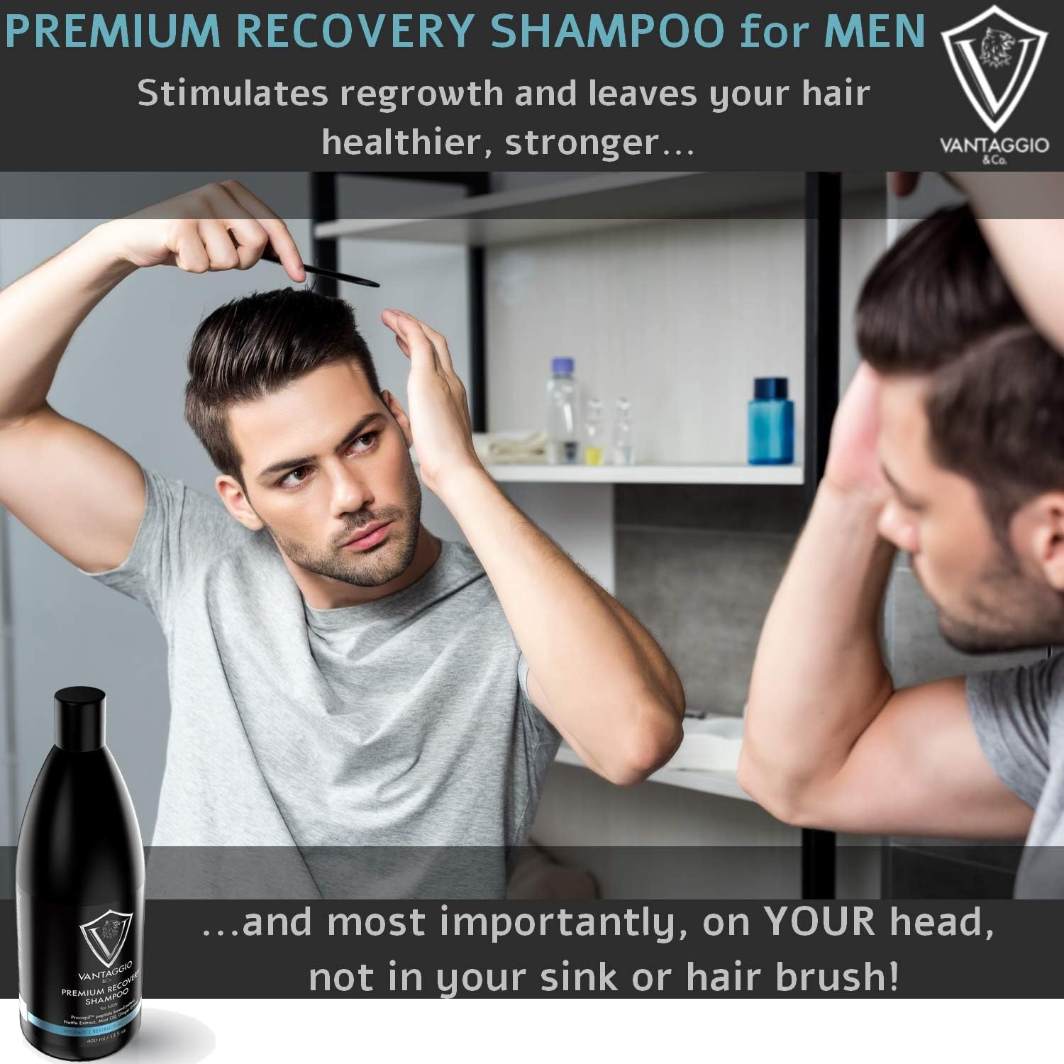 Hair Loss Shampoo for Men &ndash; Boosts Hair Growth and Thickening &ndash; DHT Blocker Fights Thinning and Alopecia &ndash; PROCAPIL Premium Formula with Castor Oil Peppermint Ginseng and Dead Sea Salt &ndash; 13.5 Oz image number 4
