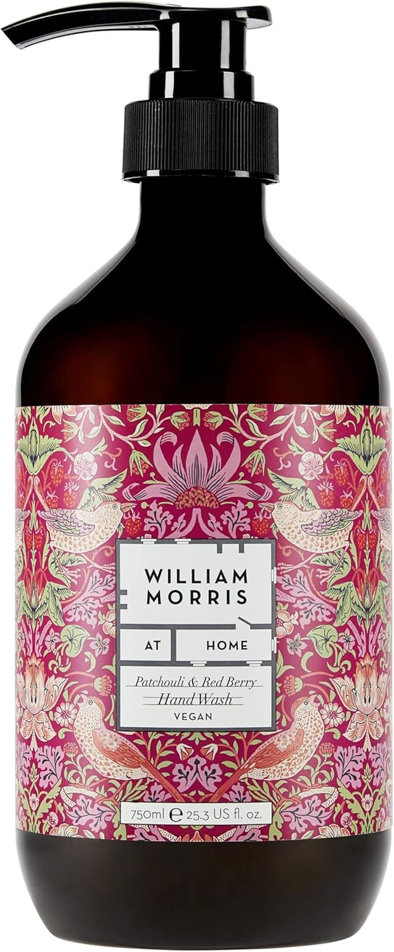 William Morris at Home Patchouli & Red Berry Hand Wash | Bring Style to Bathroom & Kitchen | Sulphate-Free | Cruelty Free & Vegan Friendly | 500Ml image number 3