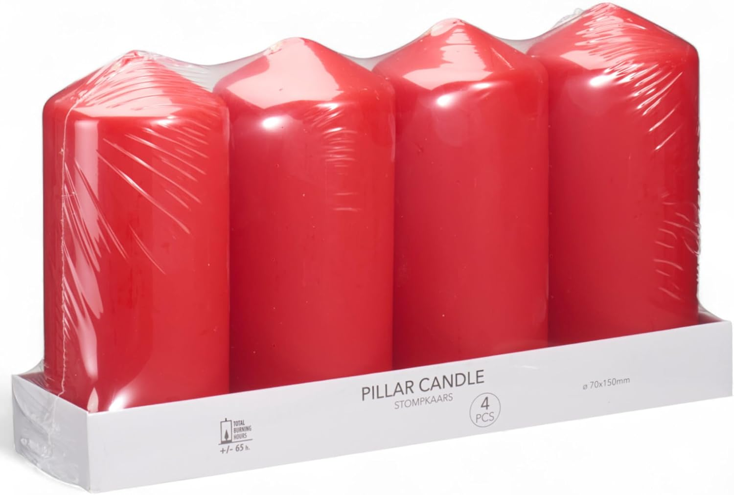 MIJOMA Pillar Candles Set of 4 - High-Quality Coloured Candles for Advent Wreath and Christmas Decoration - Odourless & Low Soot (Red, 7 X 15 Cm) image number 3