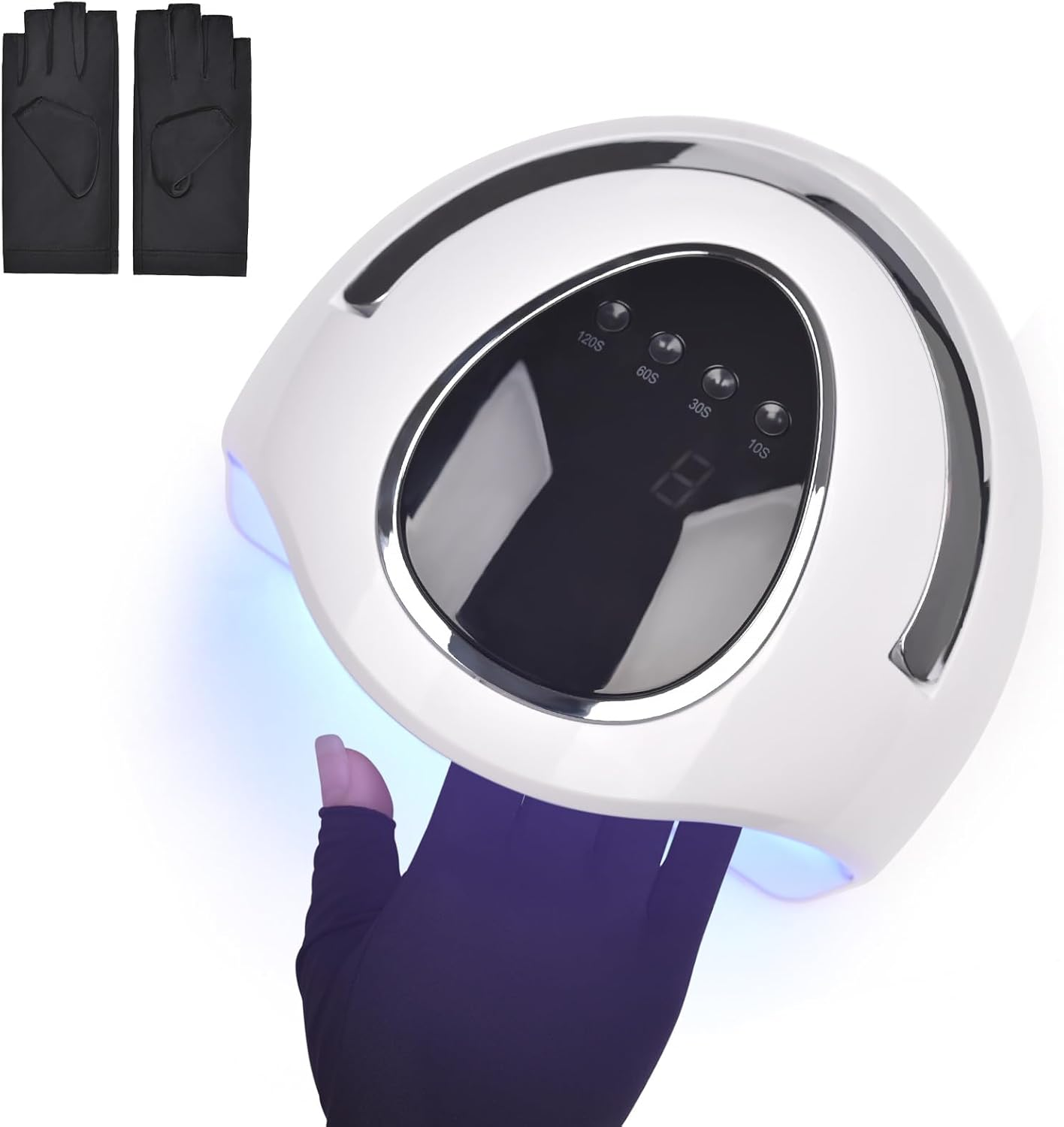 KADS UV LED Nail Lamp with UV Gloves Set Nail Dryer for Nail Gel Polish with 48 Lamp Beads 4 Timer Setting 48W LED UV Curing Lamp for Professional Nail Solon and Home DIY Use (White) image number 5