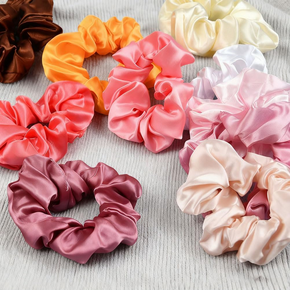 36PCS Silk Hair Scrunchies for Women Girls, Satin Hair Scrunchies Durable Elastic Hair Bobbles for Ponytail Holders, Silk Hair Ties Scrunchy Hair Bands Soft Elastic Traceless Hair Accessories Ropes