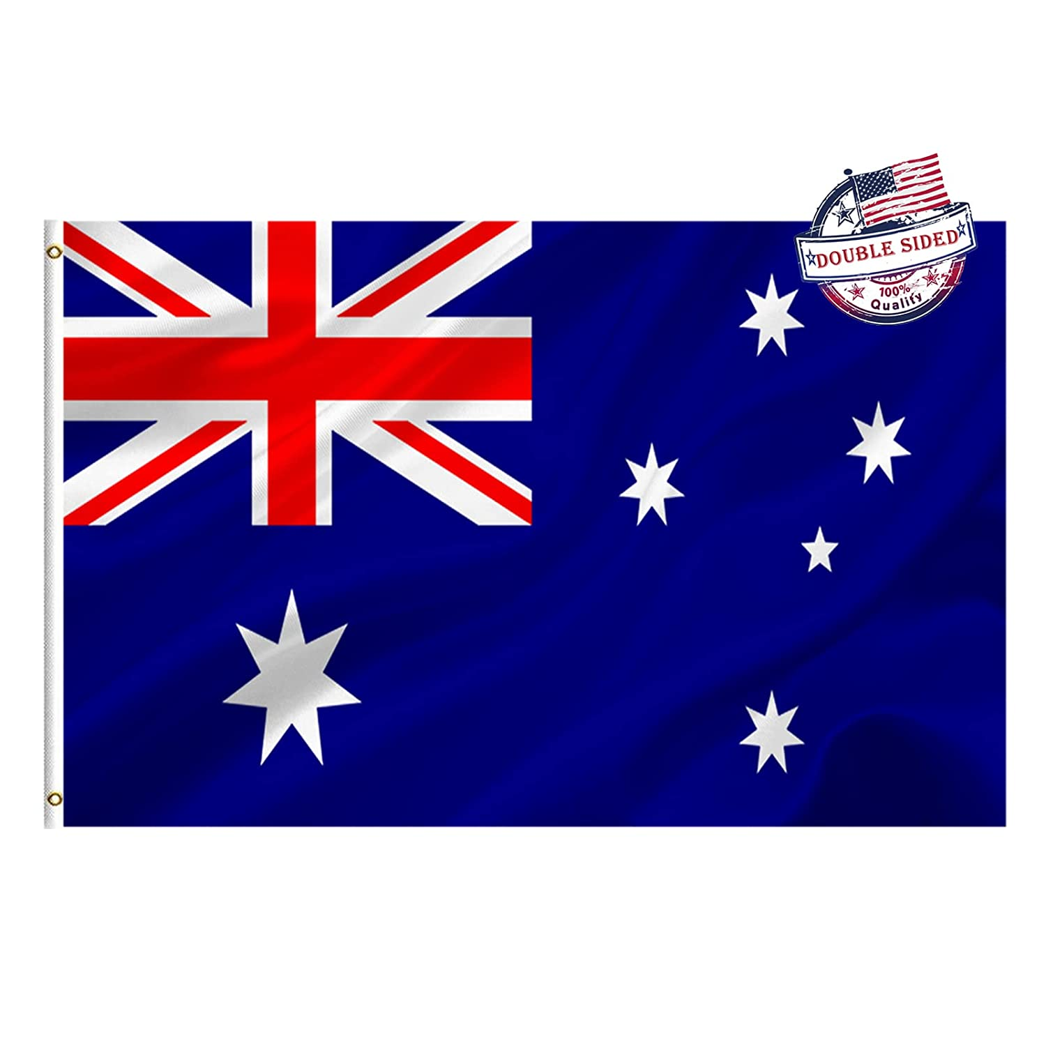 Australian Flag 3X5 Outdoor Double Sided- Heavy Duty 3Ply Australian National Flags Super Durable Flags 4 Rows Stitched Edge Canvas Header with 2 Brass Grommets image number 1