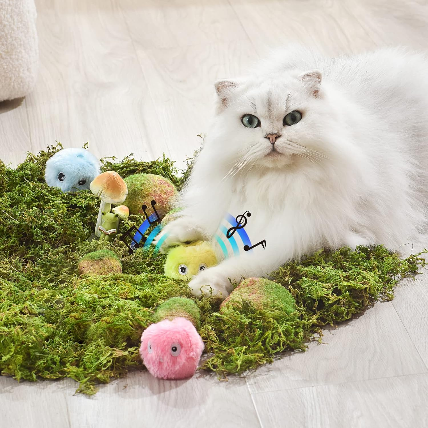 Pack of 3 Glow Cat Balls Interactive Cat Toy Ball with Sound Kitten Toy Plush Ball Cat Toy Self-Engineering Cat Toy Balls with Lifelike Animal Sounds for Cat image number 3