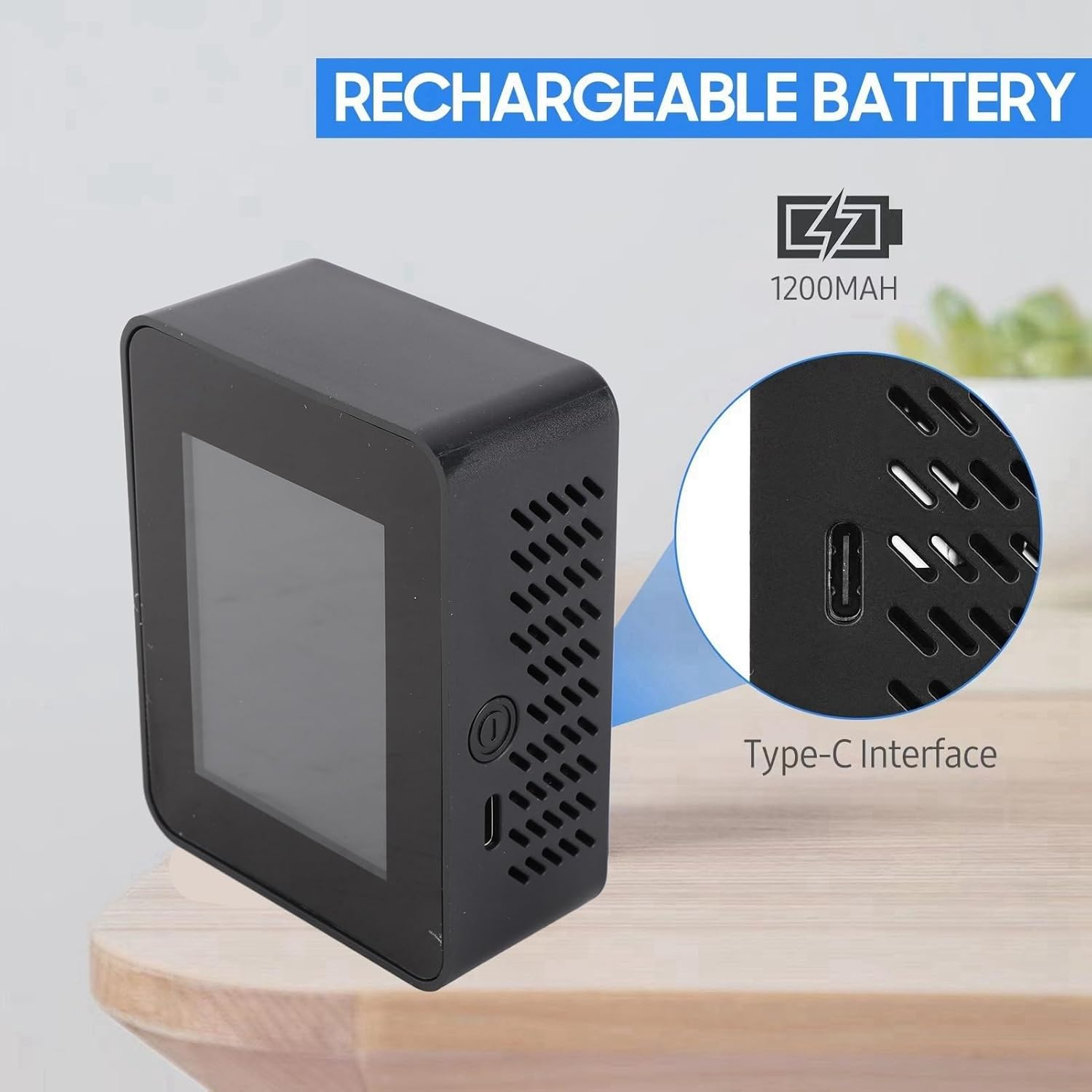 Air Quality Detector, Air Quality Monitor Indoor, Black CO2 Carbon Dioxide Detector LCD TVOC HCHO Temperature Humidity Air Quality Meter image number 4